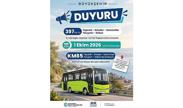397 No’lu hat KM85 olarak sefer yapacak