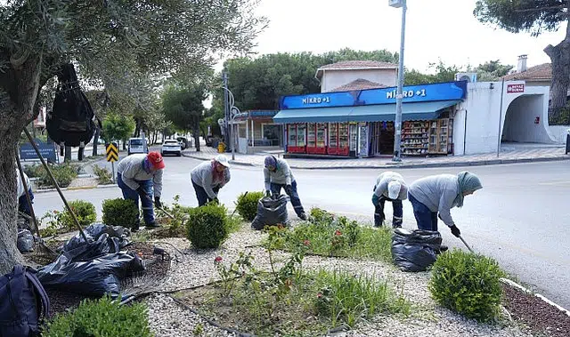 Burhaniye’de Park ve Yeşil Alanlarda Bakım Çalışmaları Sürüyor