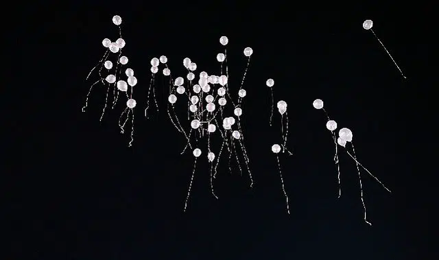 Gökyüzüne pembe balon bıraktılar